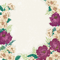 Elegant Vintage Flower Illustration. Wedding board design / Purple