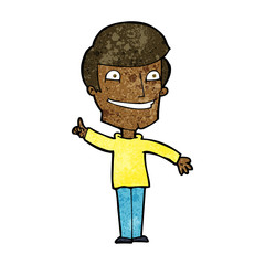 cartoon grinning man with idea