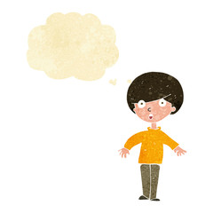 cartoon surprised man with thought bubble