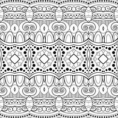 Vector Seamless Abstract Black and White Tribal Pattern. Hand Drawn Ethnic Texture, Flight of Imagination