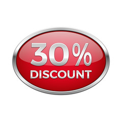 Red discount button in silver frame