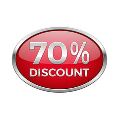 Red discount button in silver frame