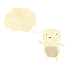 cartoon polar bear cub with thought bubble