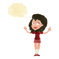 cartoon woman with idea with thought bubble
