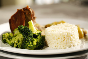 Delicious gourmet food at restaurant