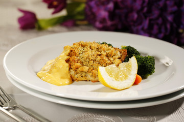 Delicious gourmet food at restaurant