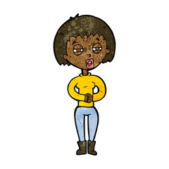 cartoon tired woman