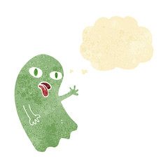 funny cartoon ghost with thought bubble