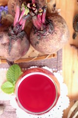 Fresh juicy beetroot and juice.