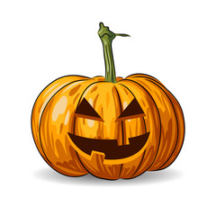 vector Halloween pumpkin face isolated on white background