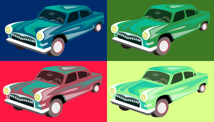 Colorful set of retro cars. EPS 10 Vector illustration.