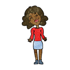 cartoon woman shrugging shoulders