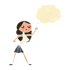 cartoon woman dancing with thought bubble