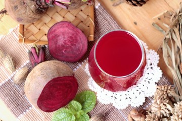 Fresh juicy beetroot and juice.