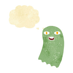 funny cartoon ghost with thought bubble