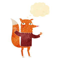 cartoon fox with thought bubble