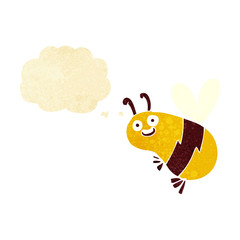 funny cartoon bee with thought bubble