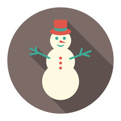 vector round flat icon with colorful snowman