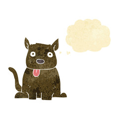 cartoon dog sticking out tongue with thought bubble
