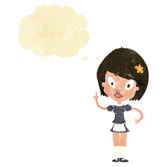 cartoon pretty maid with thought bubble