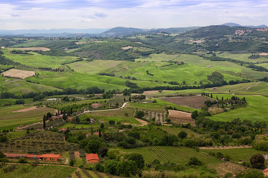 Rural landscape with Tuscany, the top view
