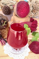Fresh juicy beetroot and juice.