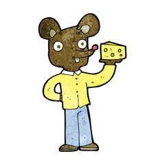 cartoon mouse holding cheese
