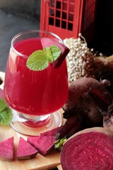 Fresh juicy beetroot and juice.