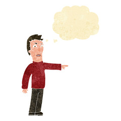 cartoon angry man pointing with thought bubble