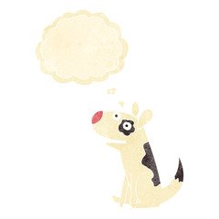 cartoon happy dog with thought bubble
