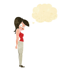 cartoon pretty woman  with thought bubble