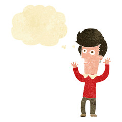cartoon shocked man with thought bubble