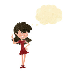 cartoon girl making point with thought bubble