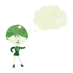 cartoon vampire girl with thought bubble