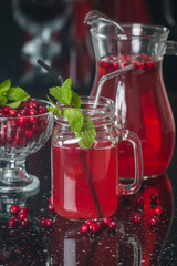 Fresh cranberry juice with mint