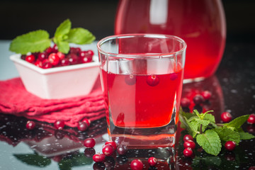 Fresh cranberry juice with mint
