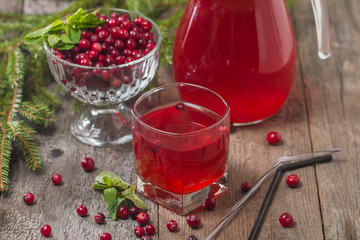 Fresh cranberry juice with mint