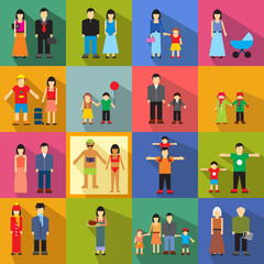 Family flat icons
