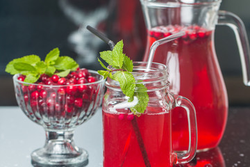 Fresh cranberry juice with mint