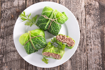 cabbage and meat rolled up