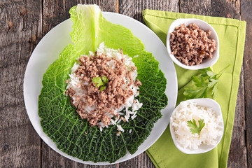 cabbage and meat rolled up