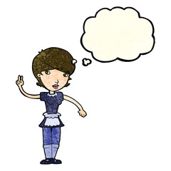 cartoon waitress taking order with thought bubble