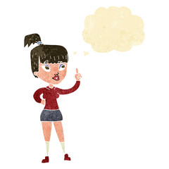 cartoon attractive girl with idea with thought bubble