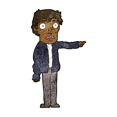 cartoon terrified man pointing