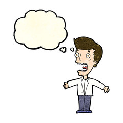 cartoon screaming man with thought bubble