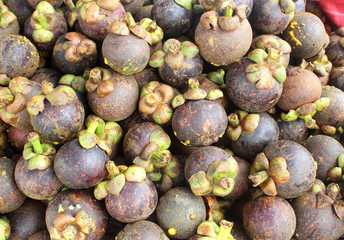 mangosteen Thai fruit in market thailand.
