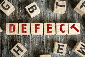 Wooden Blocks with the text: Defect