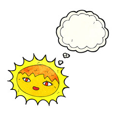 cartoon pretty sun with thought bubble