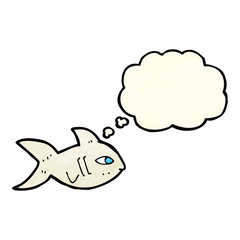 cartoon fish with thought bubble