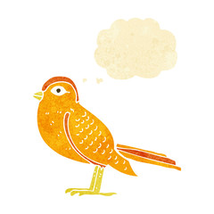 cartoon garden bird with thought bubble